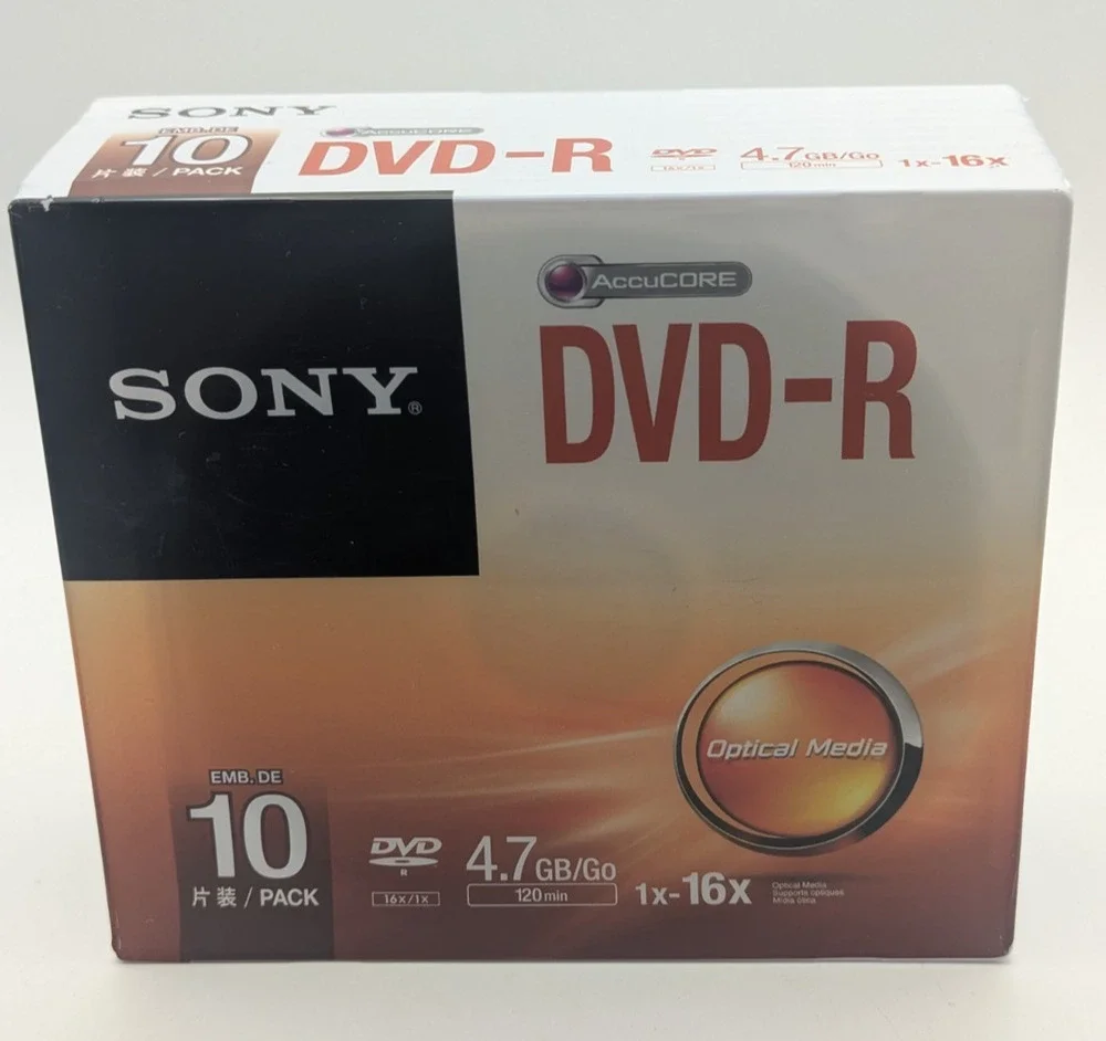 SONY DVD R 10 Pack 4.7GB 120min 16x Blank Discs Sealed NEW